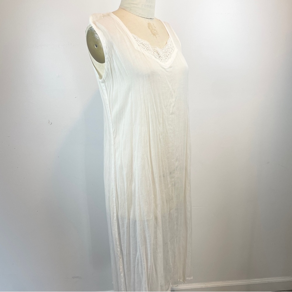 90s Starina 100% rayon white see through sheath dress gauze sheer sleeveless 80s